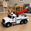 LEAN TOYS Construction Truck with Adjustable Crane Lights Sounds White 1:14