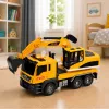 LEAN TOYS 1:14 RC Excavator Truck with Movable Bucket, Lights, Sounds – Yellow