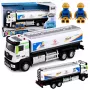 LEAN TOYS Metal Tank Truck with Friction Drive, Lights and Sounds, Blue and White, 1:40 Scale