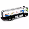 LEAN TOYS Metal Tank Truck with Friction Drive, Lights and Sounds, Blue and White, 1:40 Scale