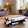 LEAN TOYS Metal Tank Truck with Friction Drive, Lights and Sounds, Blue and White, 1:40 Scale