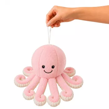 LEAN TOYS Plush Octopus Stuffed Animal with Stretchy Tentacles, Soft Pink Cuddle Toy, 30 cm