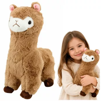 LEAN TOYS Plush Alpaca Llama Stuffed Animal Soft Fur Beige 38 cm