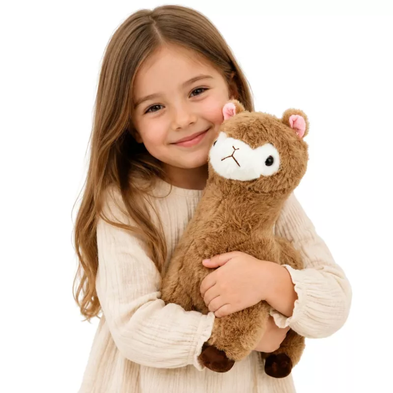 LEAN TOYS Plush Alpaca Llama Stuffed Animal Soft Fur Beige 38 cm