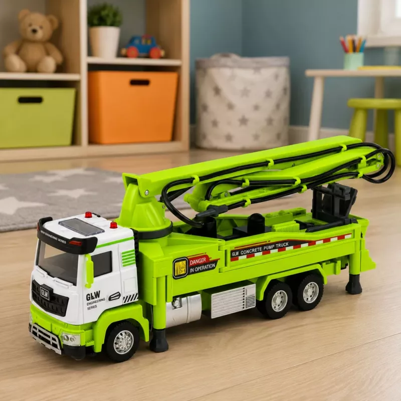 LEAN TOYS Concrete Pump Truck with Lights, Sounds, Water, Drive 1:40
