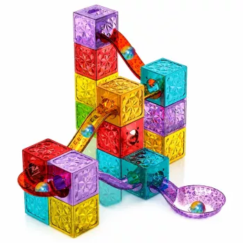 LEAN TOYS Magnetic Construction Blocks Cubes Ball Track Colorful 28 pcs