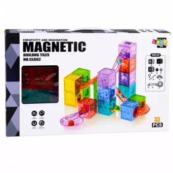 LEAN TOYS Magnetic Construction Blocks Cubes Ball Track Colorful 28 pcs