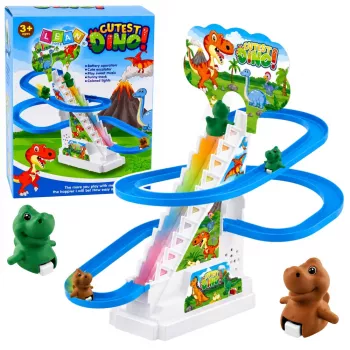 LEAN TOYS Track Dinosaur Slide Moving Stairs Figures Lights Sounds