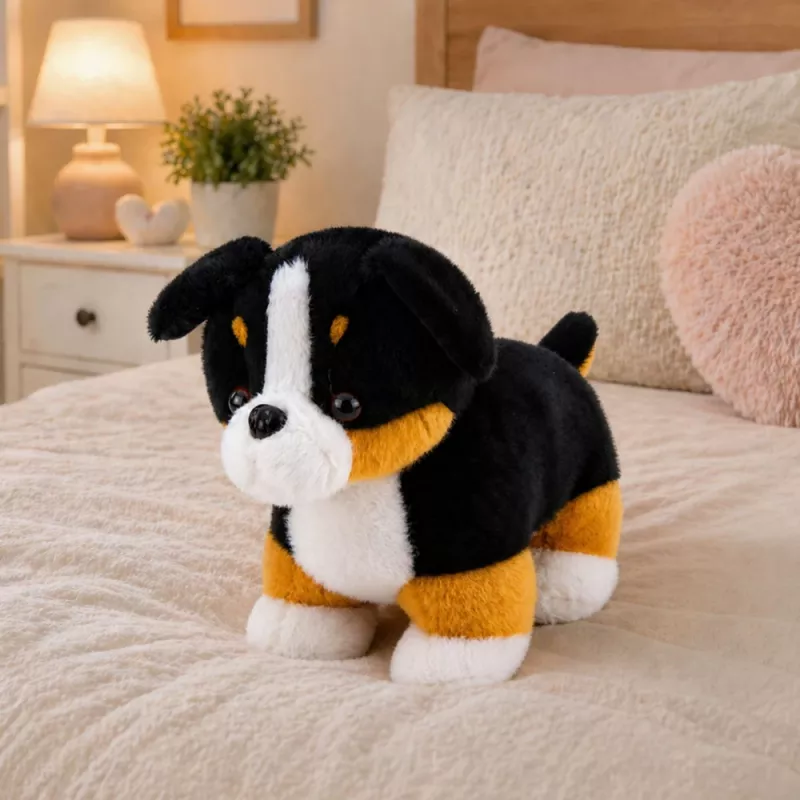LEAN TOYS Plush Soft Dog Cuddly Toy Bernese Mountain Dog 30x30 cm