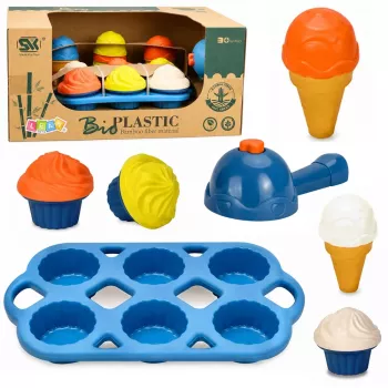 LEAN TOYS Eco-Friendly Wooden Ice Cream Maker Set for Kids, 26 pcs