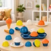LEAN TOYS Eco-Friendly Wooden Ice Cream Maker Set for Kids, 26 pcs