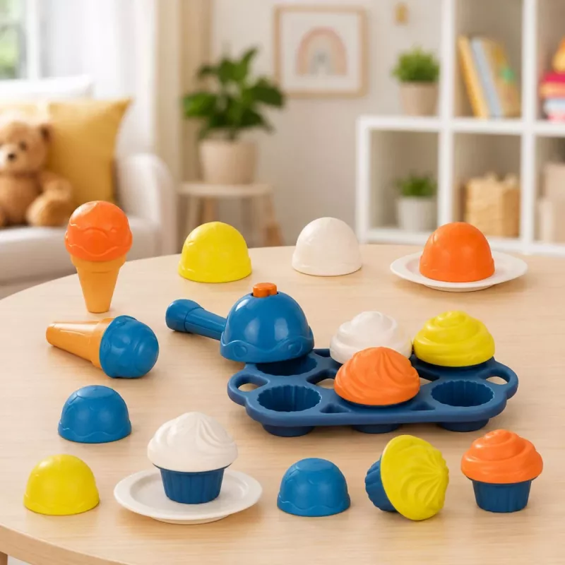 LEAN TOYS Eco-Friendly Wooden Ice Cream Maker Set for Kids, 26 pcs