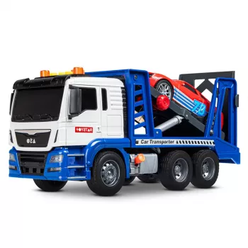 LEAN TOYS Lora Tow Truck With Car Drive Lights Sounds Blue
