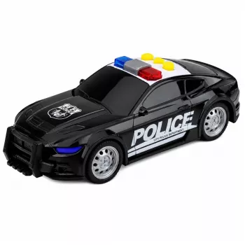 LEAN TOYS Police Car with Lights and Sounds, Black, 1:32 Scale