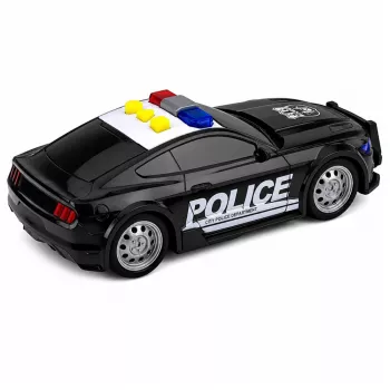 LEAN TOYS Police Car with Lights and Sounds, Black, 1:32 Scale