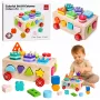 LEAN TOYS Wooden Montessori Educational Sorter on Wheels Shapes and Numbers