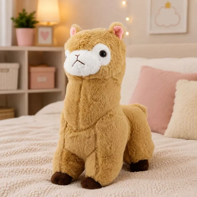 LEAN TOYS Plush Alpaca Llama Plush Toy Cuddly Toy Soft Fur Cream 38 cm