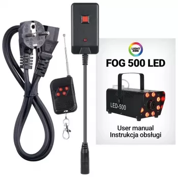 LIGHT4ME FOG 500 LED Smoke Generator, 500 W, RGB LED, 0.5 L Tank, Wired Remote