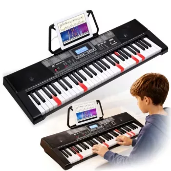 MK 2115 Educational Portable Keyboard 37-Key Electronic Piano with 8 Tones, 8 Rhythms, 4 Demo Songs, Microphone Input, Black