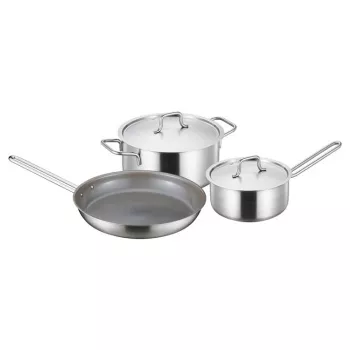 Fiskars Set of Pots 1.5L/3L and Frying Pan 28cm, Stainless Steel, Induction, Non-Stick