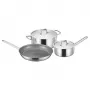 Fiskars Set of Pots 1.5L/3L and Frying Pan 28cm, Stainless Steel, Induction, Non-Stick