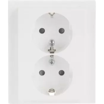 Busch-Jaeger SCHUKO Double Socket Outlet 202 EUJB-84, Alpine White, Flush-Mounted, 2 x Type F, 16 A