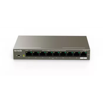 Tenda TEF1109P-8-102W 9-Port Desktop PoE Switch with 8 PoE+ Ports, 102W Budget, 10/100 Mbps