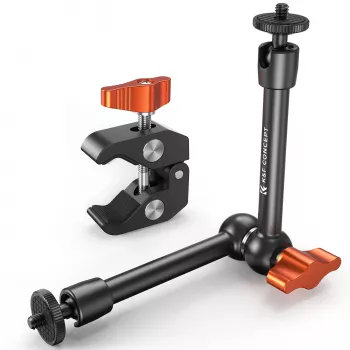 KF Magic Arm + Super Clamp Mounting Kit with 1/4 inch & 3/8 inch Threads, 15-55mm Jaw, Black