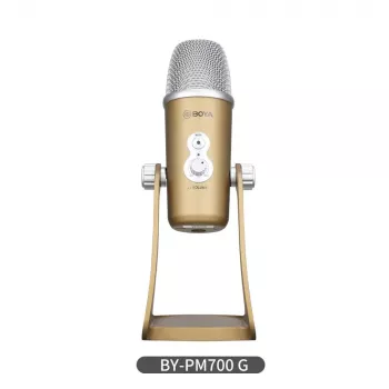 BOYA BY-PM700G USB Condenser Microphone with 4 Polar Patterns, 24-bit/48kHz, Gain & Mute Controls, Headphone Monitoring, for PC/Mac