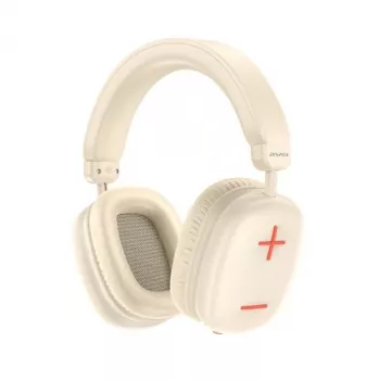 AWEI AT6 Wireless Over-Ear Bluetooth Headphones with Microphone, Beige/Off-White, Foldable, 40mm Drivers, USB-C, 12h Playback