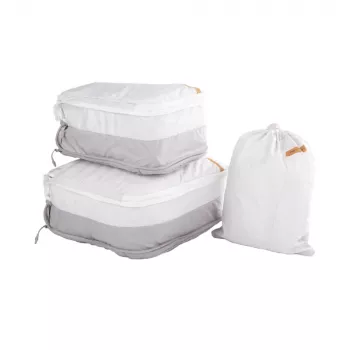 PGYTECH Clothes Storage Set - 4-Piece Travel Packing Cubes with Shoe and Laundry Bags, Grey