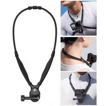 ULANZI ZJ09 Magnetic Neck Mount for Action Cameras - 360° Swivel, Hands-Free POV, Flexible Silicone Strap, GoPro/DJI/Insta360 Compatible