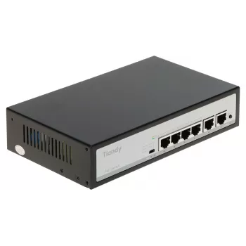 Tiandy TC-P3S06 4-Port PoE Switch with 2 Uplink Ports, 65W Budget, IEEE 802.3af/at, Unmanaged, Desktop/Wall Mount
