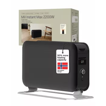 Mill Instant Max LED Portable Convection Heater, 2200 W, Black