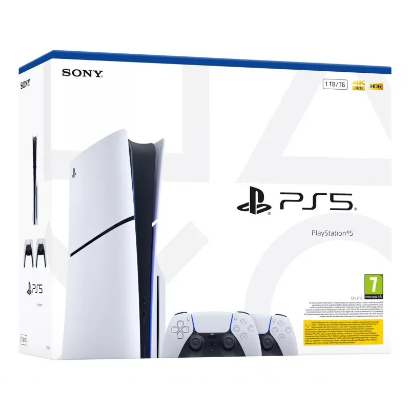 Sony PlayStation 5 Slim Disc Edition 1TB Console - White & Black