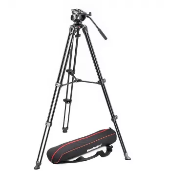 Manfrotto MVK500AM Fluid Video Tripod System with MVH500AH Head and Twin Legs, 5 kg Payload, Aluminum