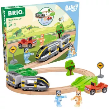 RAVENSBURGER World - Bluey Train Set | Wooden Toy Train with Bluey & Bingo Figures | 3 Pieces | FSC-Certified | Compatible with BRIO World