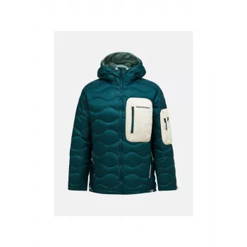 PEAK PERFORMANCE Men's Helium Utility Down Hood Jacket Forest Night Green Size M