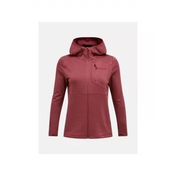 PEAK PERFORMANCE Women's Trail Polartec Power Grid Zip Hood Red M