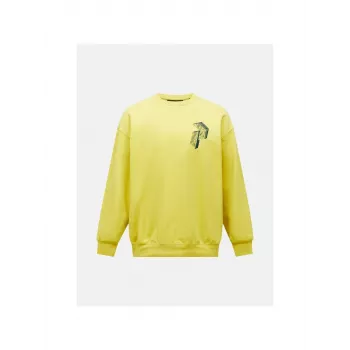 PEAK PERFORMANCE Men's M Terry Graphic Crew Sweatshirt Sunlight Yellow L
