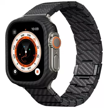 PITAKA Carbon Fiber Modern Watch Band for Apple Watch 42/44/45/49mm Black Grey