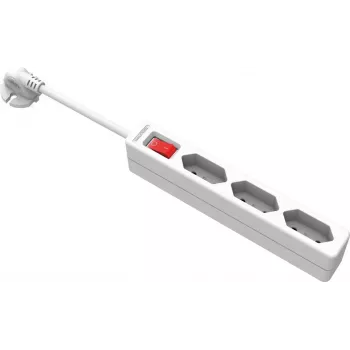 VALUE 3-Way Europlug Power Strip with Switch, 1.5 m Cable, White