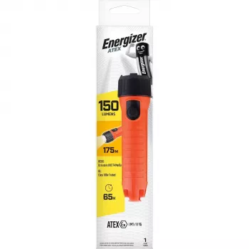 Energizer Mine Safety ATEX 2D Flashlight - Intrinsically Safe LED, 150 Lumens, Yellow