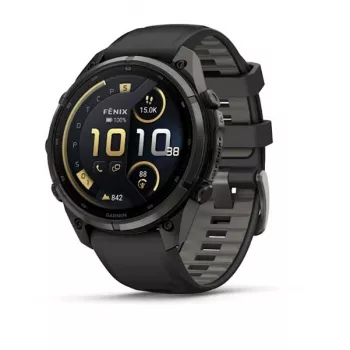 Garmin fenix 9 Pro Multisport GPS Smartwatch with inReach Satellite Communication, 47 mm Carbon Gray DLC Titanium Case, Black/Pebble Gray Silicone Band