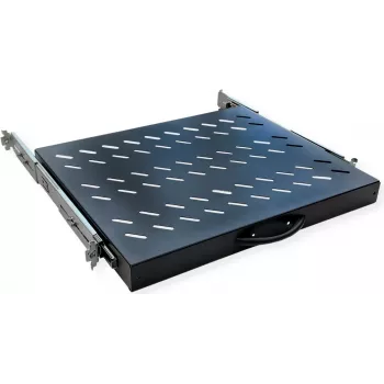 VALUE 19 inch Extendable Shelf for Racks up to 800 mm Depth, 1U, 20 kg Load, Black