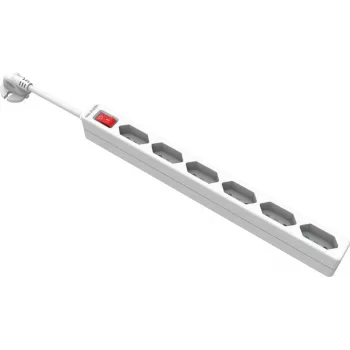 VALUE 6-Way Power Strip with Switch, 2-Pole Euro Socket, White, 1.8 m Cable