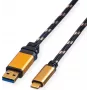 ROLINE GOLD USB 3.2 Gen 1 USB-A to USB-C Cable, 1m, Black, Gold-Plated Connectors