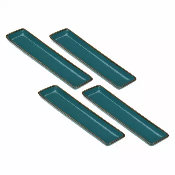 ROSE&TULIPANI Set of 4 Rectangular Trays Concerto Ottanio - Blue-Green, 32 x 8 cm