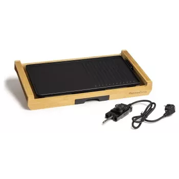 Melchioni Bamboo Grill Electric Table Grill 1800 W Brown 37x27 cm Non-stick Removable Plate