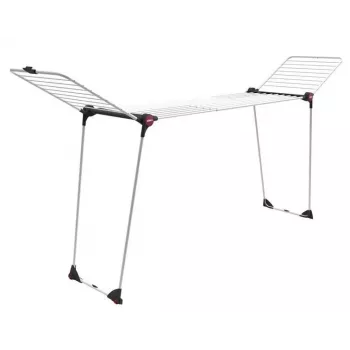 Vertical Clothes Dryer DINAMIK 30 PLUS 169262, 30 m Drying Capacity, Foldable, 4 Swivel Wheels, Epoxy Coated Steel, White/Silver